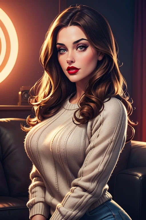 highest quality, High resolution, hire, Skin definition, fine skin, fine eyes, detailed face, 4K, mature woman, (((42 years old))), Glamour, sexly, pure white skin, ((long hair)), ((Muscles are old)), (((slender))), ((saggy breasts)), (Saggy buttocks), ((model)), 4K, (photorealistic:1.5), realistic, beautiful, slut, perfect makeup, ((V-neck Sweater, Long Skirt)), Full Body Shot, Bed, Seductive pose, in heat, cleavage, large breasts, (milf), cleavage, ((lie on own back)), From Above, (((thin))), (arms outstretched), ((sensuous))