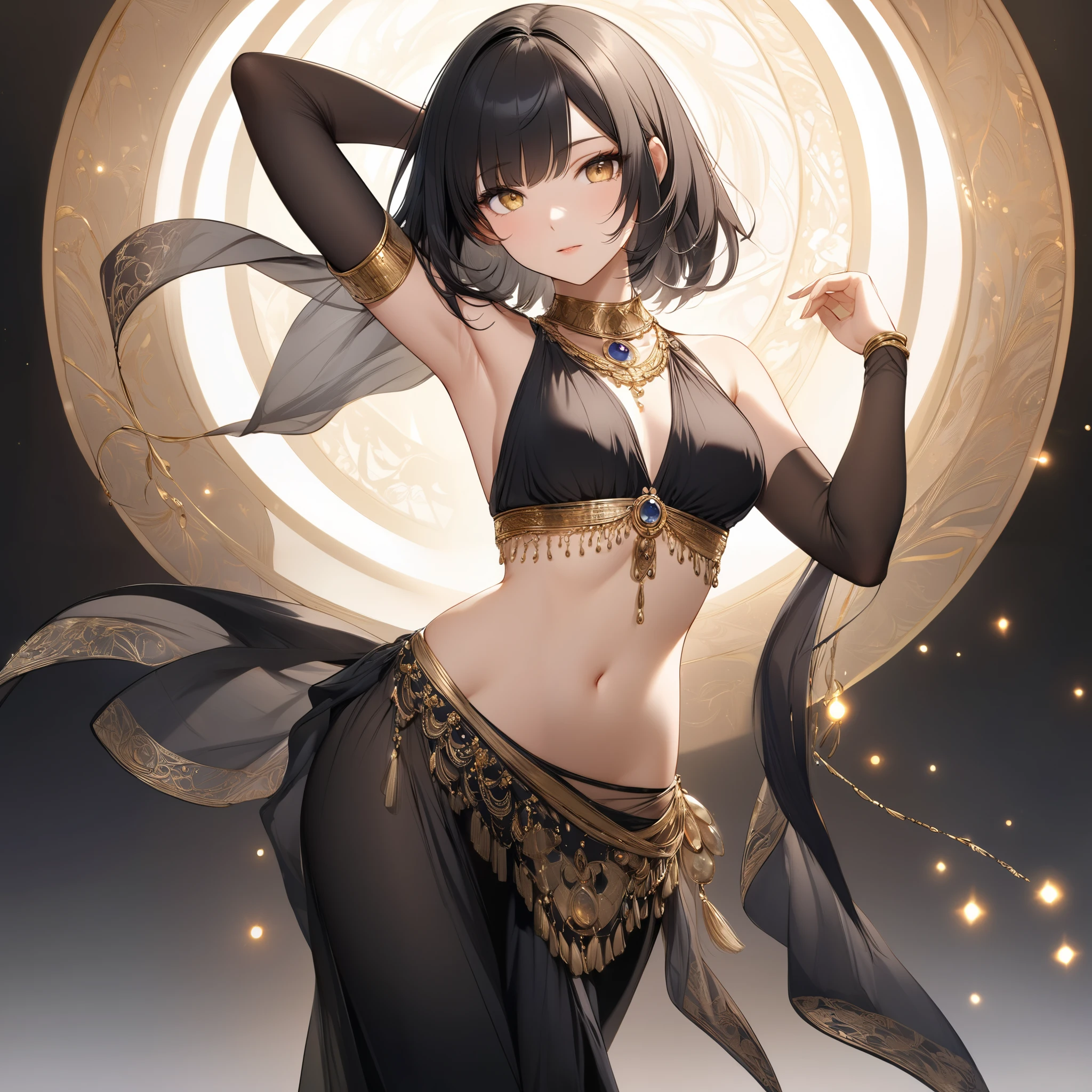 One woman,Black Hair,Yellow Eyes,erotic,veil,YD Dance Costume