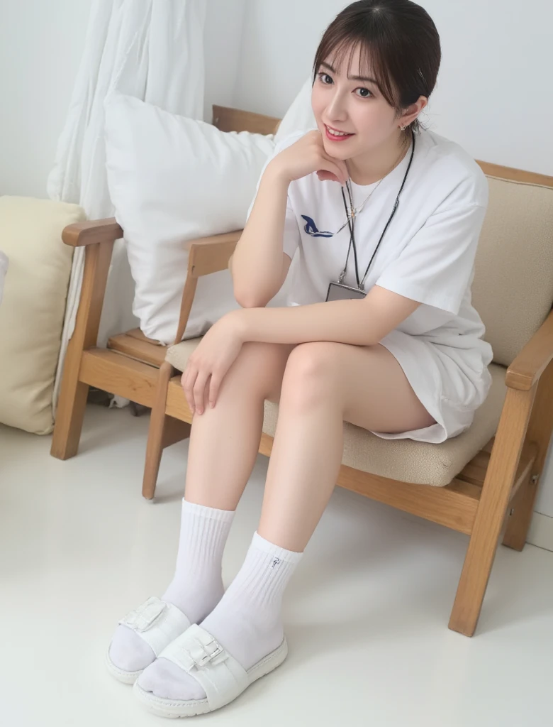 Full body photo of a nurse, The most beautiful nurses, (((Head to Toe))), (((Sit with your knees up and your legs apart))), (((Chained body and limbs,))), Looking into the camera, Ecstatic expression, Examination room, Random sexy poses, Attention to detail, Huge , A female nurse wearing a nurse uniform made of pink thin fabric, Reflecting the shape of the nipple on the nurse's uniform, Thin panties, Not wearing a bra, Realistic, The chest of the nurse's uniform is half hidden, White and beautiful skin, Sweaty skin, Professional Writing, Wearing high heels, Torn black stockings