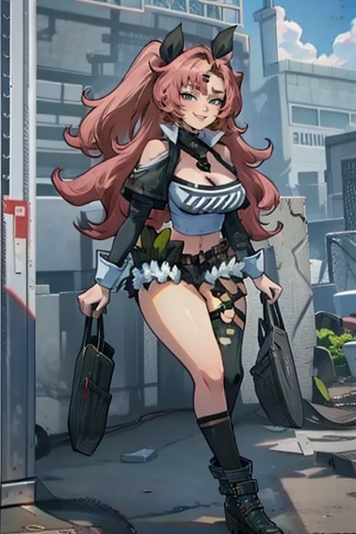 Two-dimensional style, full body picture, purple eyes, big belly button, abs, muscles, big breasts, huge breasts, big breasts, big breasts, giantess, huge navel, deep belly button, huge belly button, deep belly button, small head --auto --s2