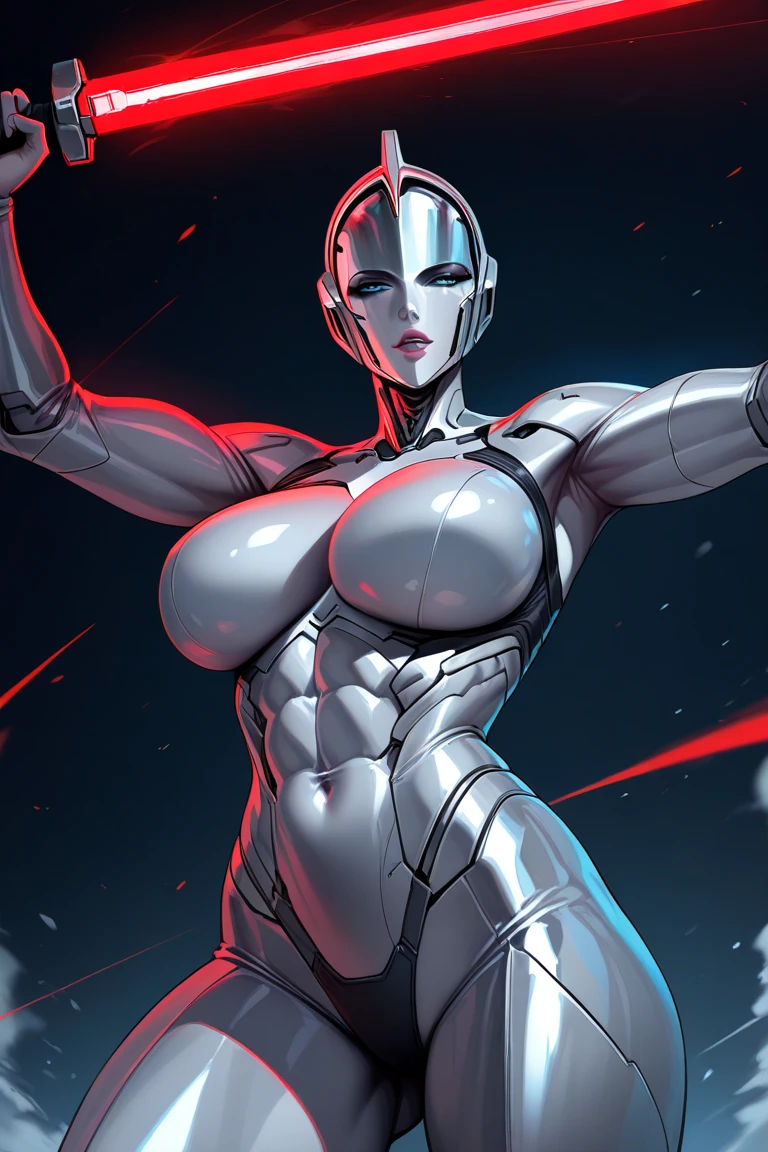 8k ((full body view:1.4)) (large eyes:1.3), defined cheekbones, 1woman, ((the pit style:1.4))((defined jawline:1.2)) ((sleek chrome bodysuit:1.6)) (detailed face:1.5), blue skin,(puffy lips:1.5) (blue skin:1.6), (bald woman:1.7), (skinhead) ((stands confident)),(Muscular:1.3), ((gigantic breasts:1.5)) ((front view:0.6)), )highly detailed, majestic, digital photography, art by artgerm and ruan jia and greg rutkowski, ((metal wings on back:1.4)), (masterpiece, sidelighting, intricate details, black and blue color palette