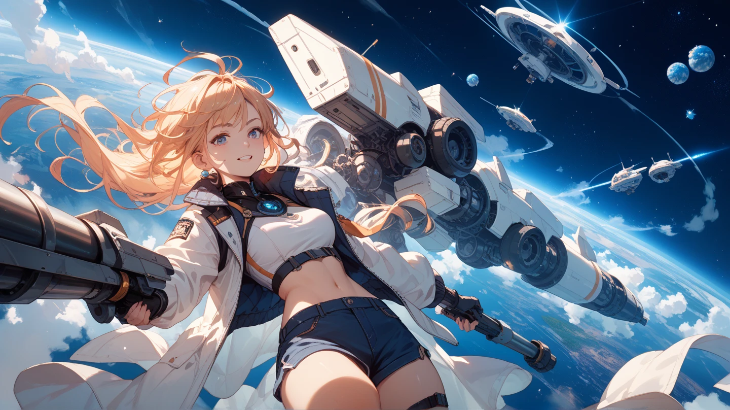 deep space,galactic,schoolgirls,white skinned,showing butt,Leaky breasts