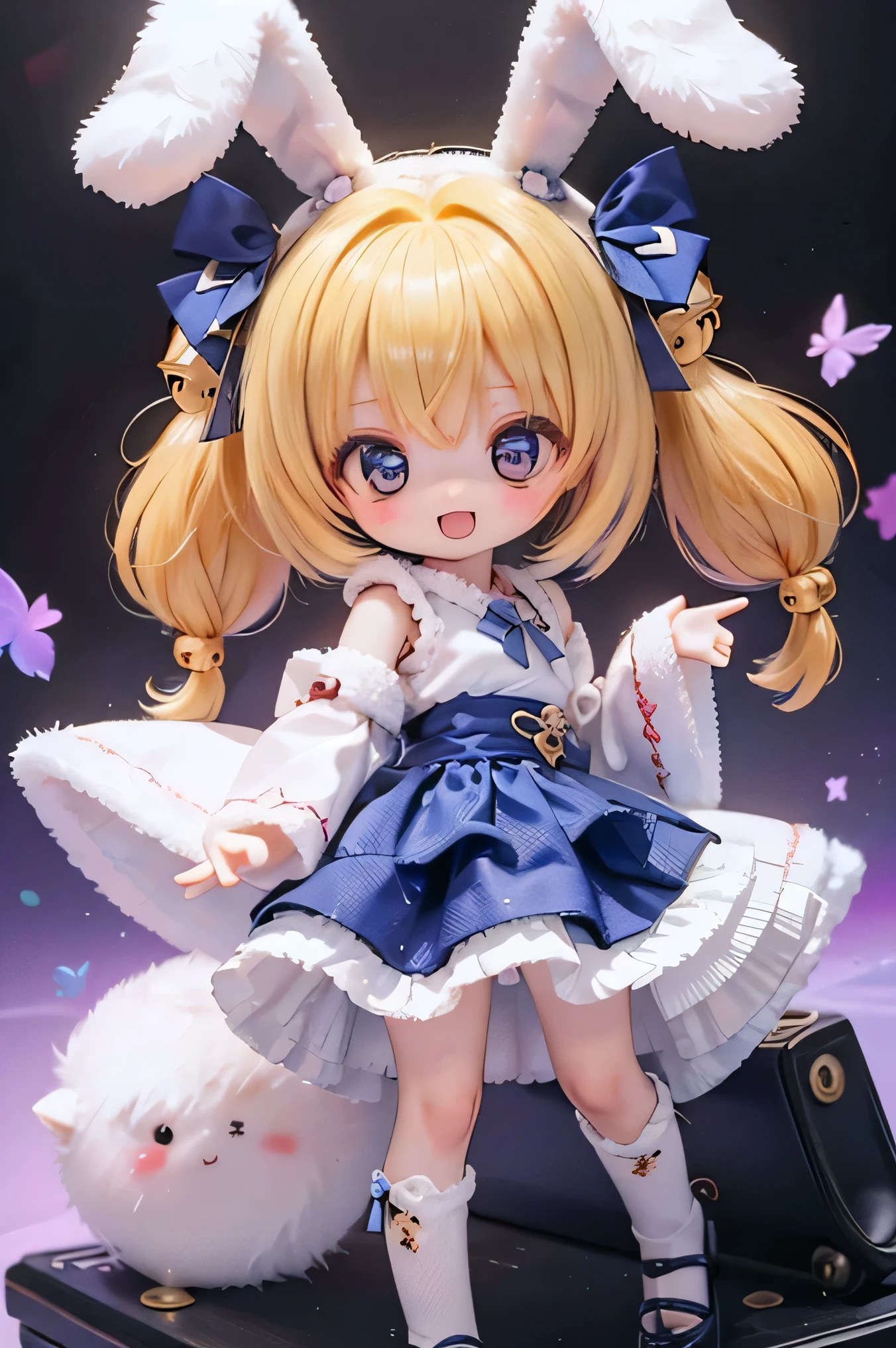 Ridiculous resolution, A high resolution, (巨作:1.4), ultra - detailed, Super cute girl full body 3D drawing,adolable,Poppy blind box,Glory to Kings,Wang Zhaojun, look from down, comical,the space, afloat,magia,earth in the sky,Blue Planet --v 6
