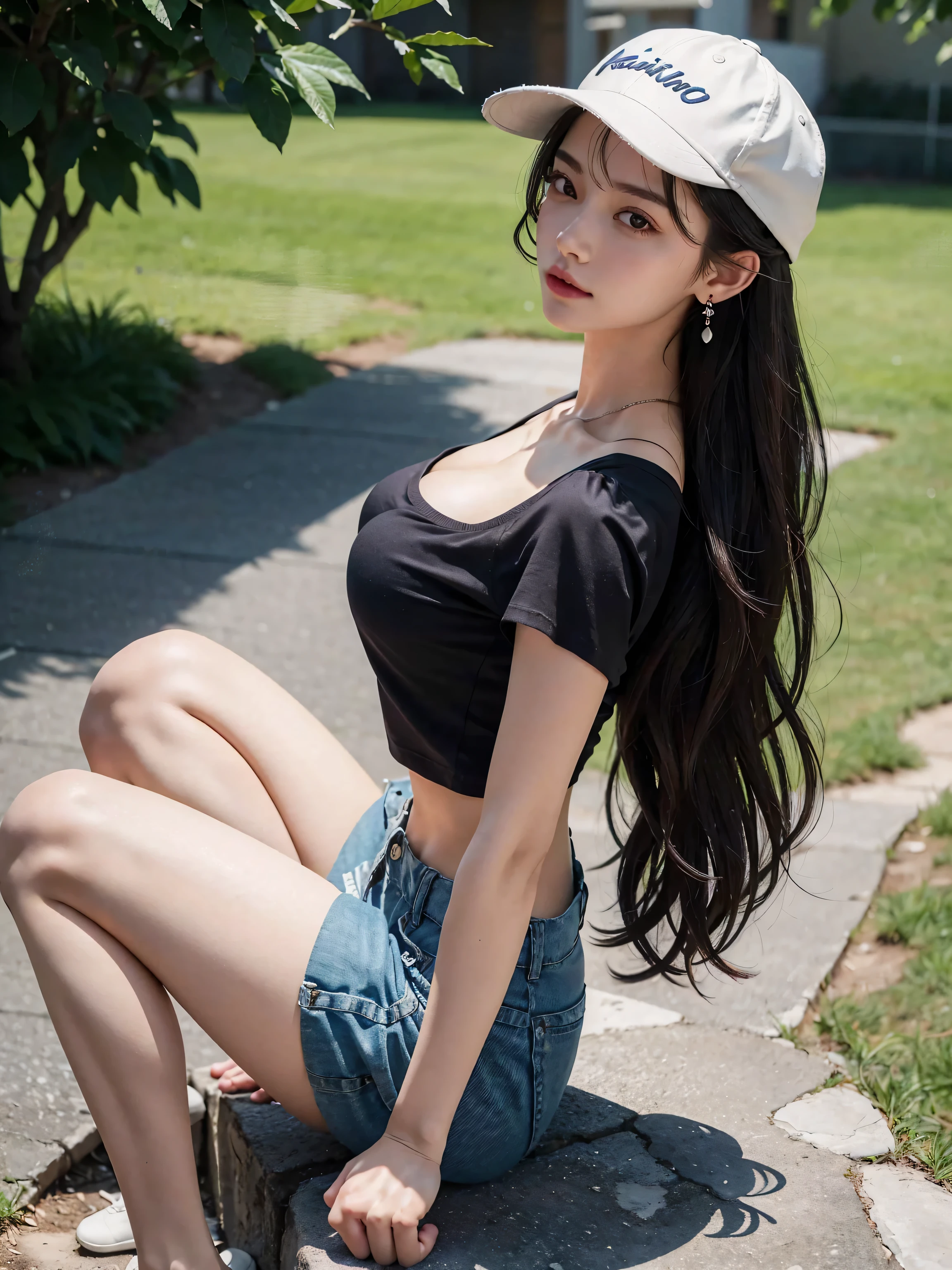 Araf woman sitting on the wall，Bring camera and camera bag, Beautiful young Korean woman, korean girl, 24 year old female model, Xintong Chen, beautiful Asian girl, xision wu, Chinese girl, young Asian girl, Beautiful Korean woman, Gorgeous Chinese model, Asian girl with long hair, a young asian woman, Asian girl
