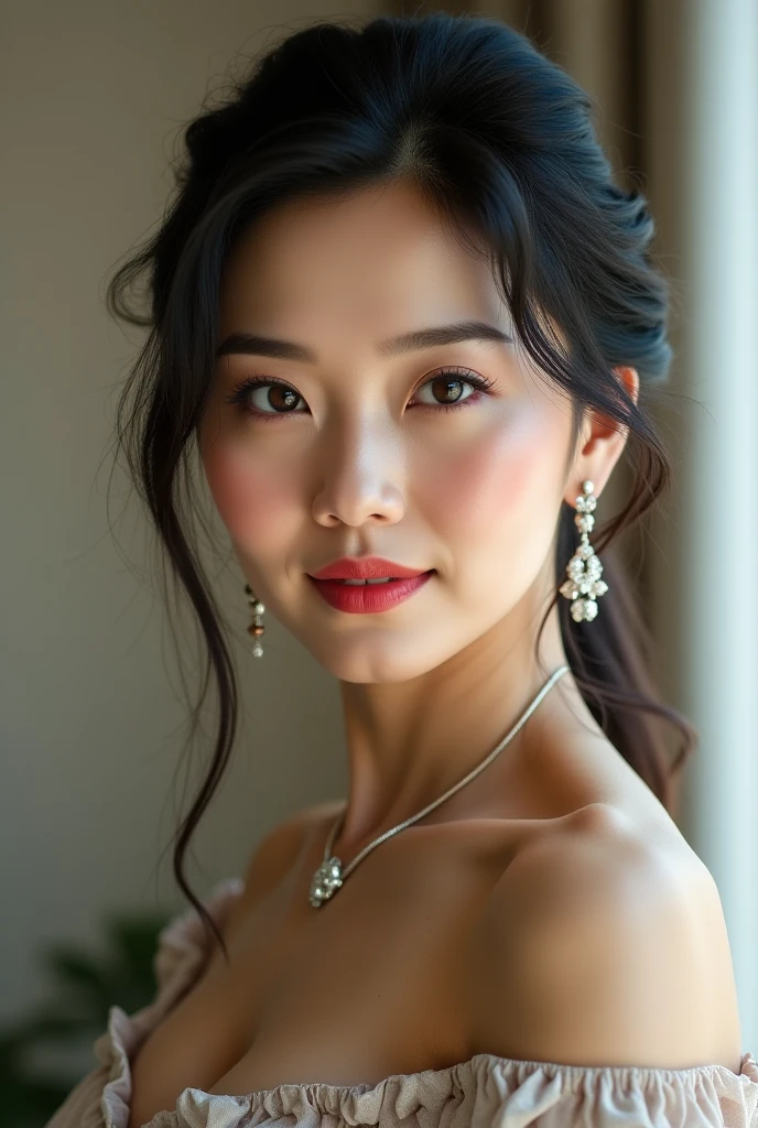 A beautiful woman's extremely obscene expression、Full body portrait