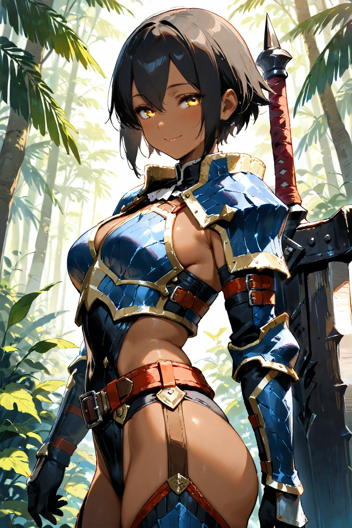 1 Girl in the Forest, sexy body, sun light, little shadow, tiny Armor