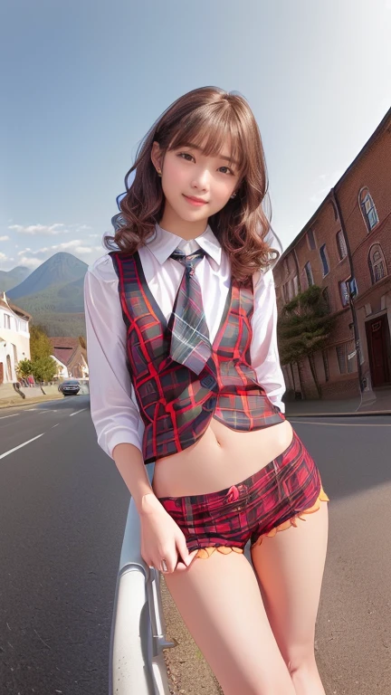 ((Best of the highest quality, 8k, Masterpiece, raw photo: 1.2)), (Sharp focus: 1.2), (1 AESPA, slim body type female, 21 y/o: 1.1), (solo: 1.28), (realistic, photo-realistic:1.37), face focus, cute face, finely eyes, (droopy eyes: 1.32), (Emphasize prominent aegyo-sal with bright: 1.2), shimmering eyeshadow applied under the lower lash line, paired with thick, (small breasts, flat chest, Thigh: 1.3), (short messy hair: 1.28), (school uniform blazer, ribbon, black bra, panties: 1.32), walking in river, (rice field, paddy field: 1.1), flower, (from below: 1.18)