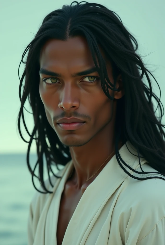 man mermaid merman beautiful native indian south america, traditional clothing, bright green eyes, lean muscular body, full body, long silky black hair, silky skin, model standing inside a fleet ((thin, small)), photorealistic, photography, main piece, realistic, realism, photorealism, high contrast, photorealistic digital art trend in Artstation 8k HD high definition detailed realistic, detailed, skin texture, hyper detailed, realistic skin texture, armor, best quality, ultra high resolution , (Photorealistic: 1.4), High Res, Detailed, Raw Shot, Sharp Re, by Lee Jeffries Nikon Film D850 Film 4 Kodak Portra 400 F1.6 Camera Lens Rich Colors Realistic Texture Realistic Dramatic Lighting Realistic Hyper Realistic Unreal Engine Trending at Cinestill artstation 800