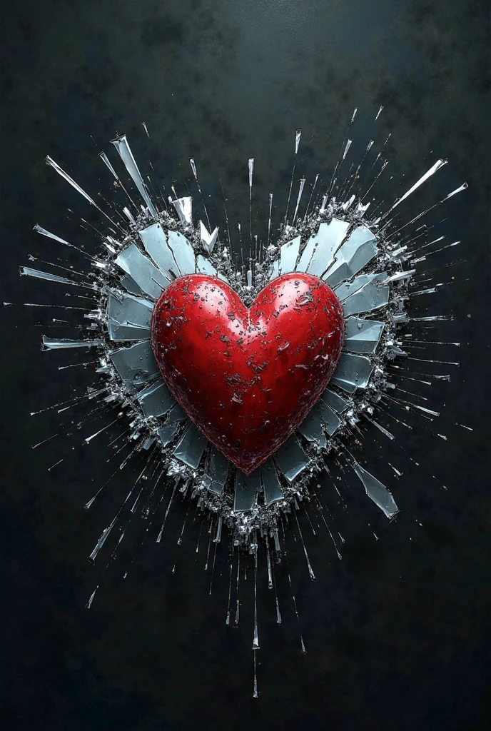 Heart of glass with cracks