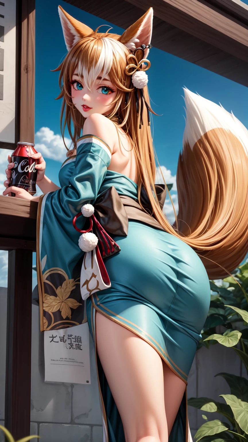 Wearing a white top and a furry tail, Pose on the porch, long elegant tail behind, beautiful young catgirl, very beautiful cute catgirl, gorgeous chinese models, with tail, female furry mini cute style, Cat tail, Sexy girl, a beautiful fox lady, Attractive cat girl, Fox tail, Chinese girl, character is in her natural pose,cute catgirl