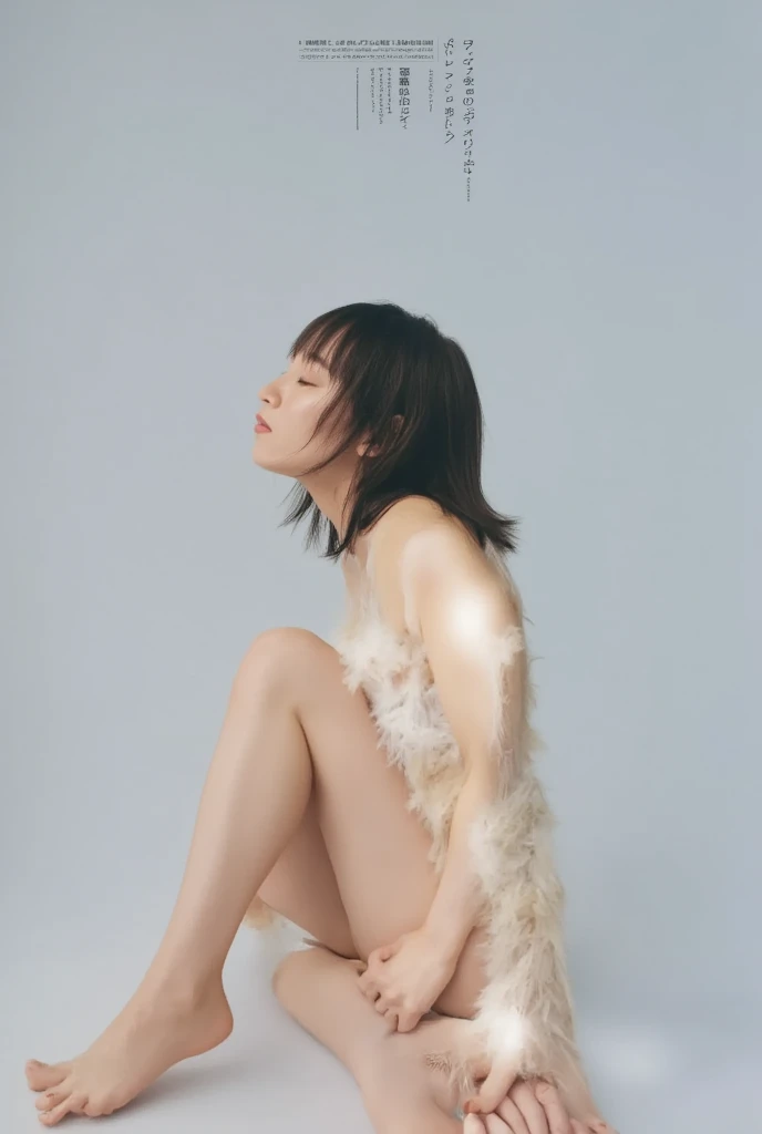 ((Highest quality)), ((masterpiece)), (detailed), One girl,On all fours, Monochrome, Full nudity