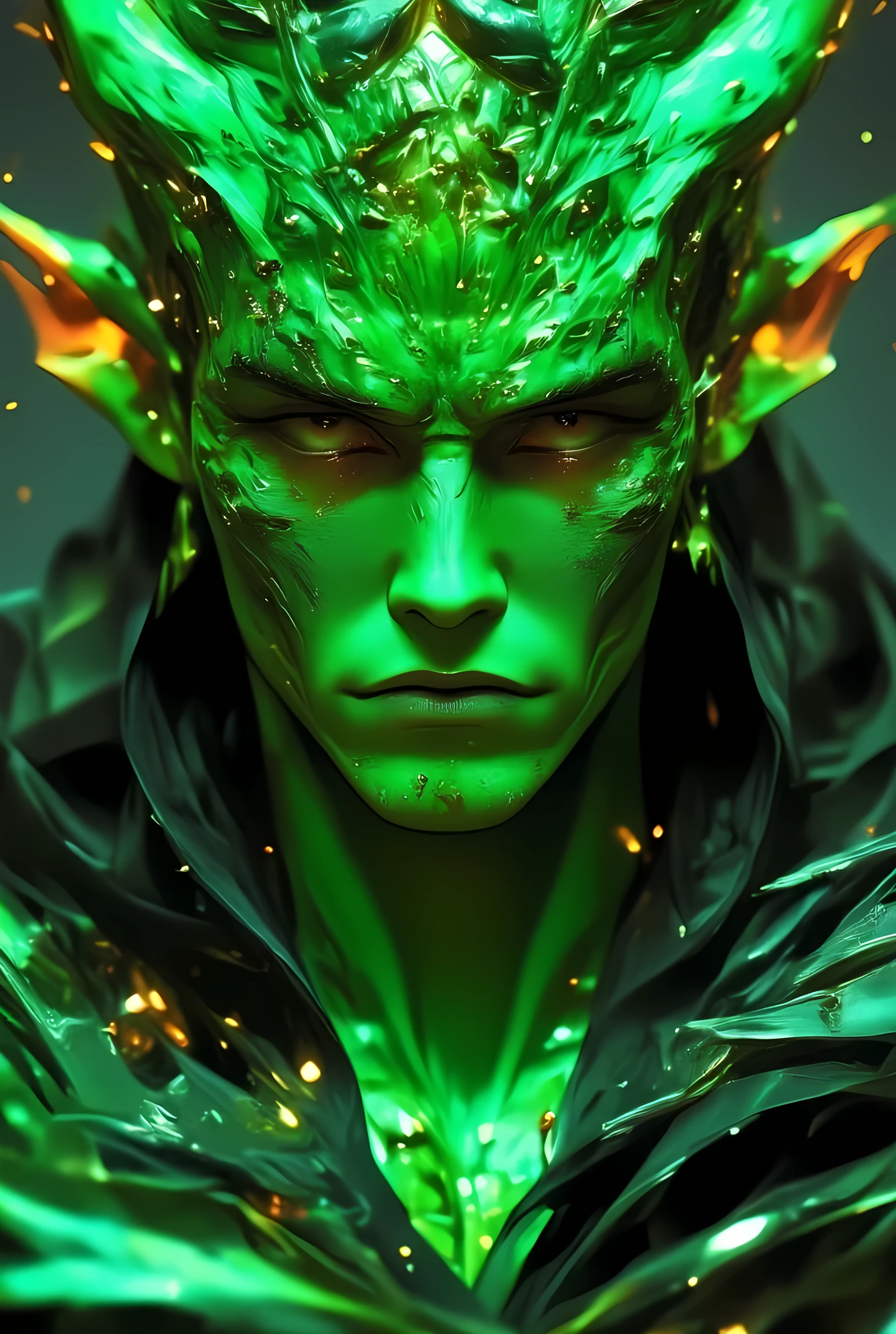 score_9, score_8_up, score_7_up, Score_9, score_8_up, score_7_up, (((intricate design))) (((professional))) (((clear focus))) (((32k UHD Resolution))) (((photorealistic))) (((hyper-detail))) (((masterpiece))) ultra-realistic, expressive eyes, perfect face, Unreal Engine Rendering, Global illumination, beautiful landscapes, epic landscapes, mesmerizing eyes, perfectly detailed anatomy, low contrast, (((Volumetric lighting))) (((cinematic lighting))) (((1Male))) (((muscular))) (((bodybuilder))) there is a sexy mature man with green paint on his body, green colored skin, gay, green skin! (((green colored skin!!))), (((green skin))) (((green-skinned))), ((green skin with scales)), ((green skin)), (((greenish skin))) plantation on the male body, fluorescent green skin, (((radiant orange eyes))) (((a powerful nature deity))), elf ears, hot reptile muscular humanoid man, scales, muscular green body,