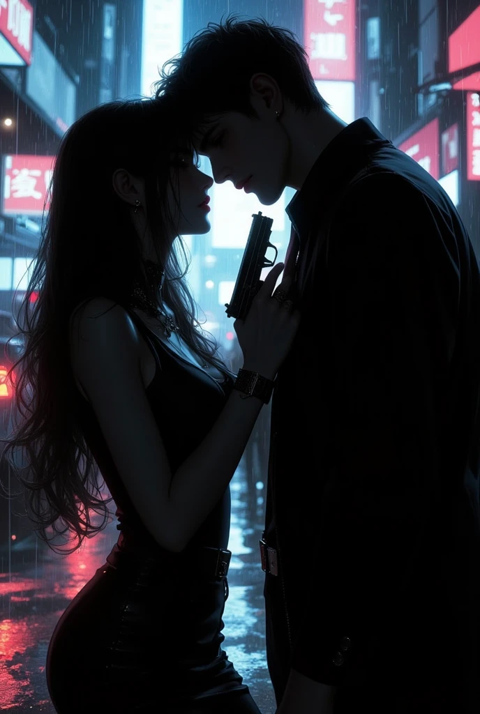 A sexy japanese scientist shoots a sexywhite girl with a laser gun