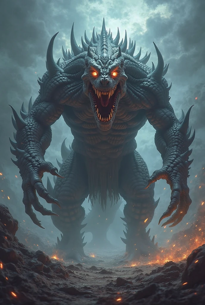 A very detailed painting,world of the sun, Depicts a man have a weapon on a hill gazing at a giant alien monster lightning rain breath, author:Shinkai Makoto, By Art Jem, From Wlop, author:Greg Rutkowski, Volumetric Lighting, Octane Rendering, 4K resolution, Popular on artstation, masterpiece ,flame magic