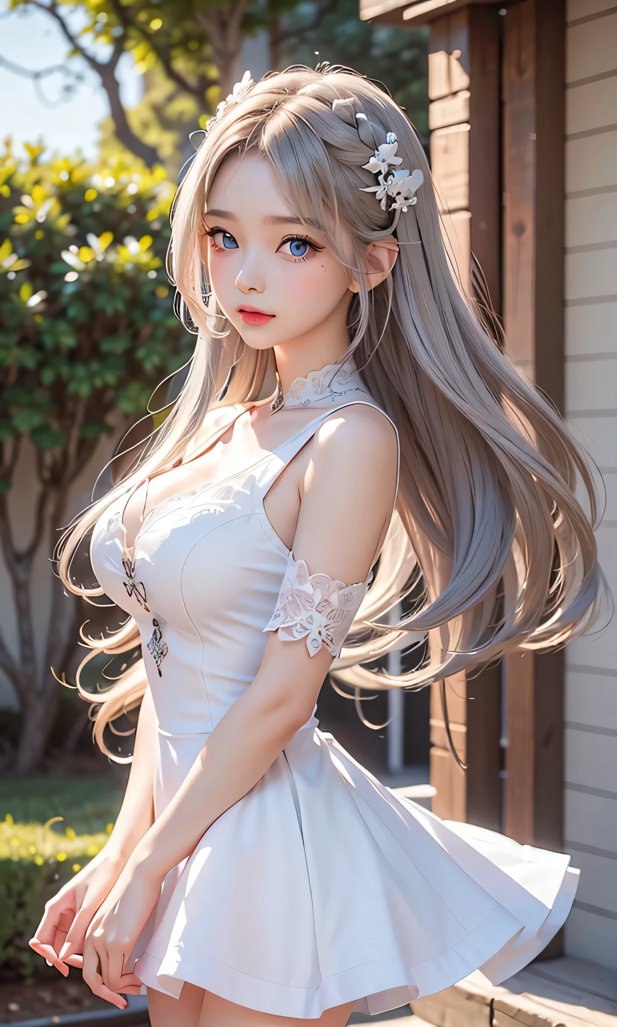 (((masterpiece))),((highest quality)),one beautiful japanese girl,pale,  (A character that combines humans and cats: 1.5), ((Cat ear)), (cat&#39;s eyes: 1.5), (furry clothes), and expose the skin,(tail)、grassland、(((gray)))、