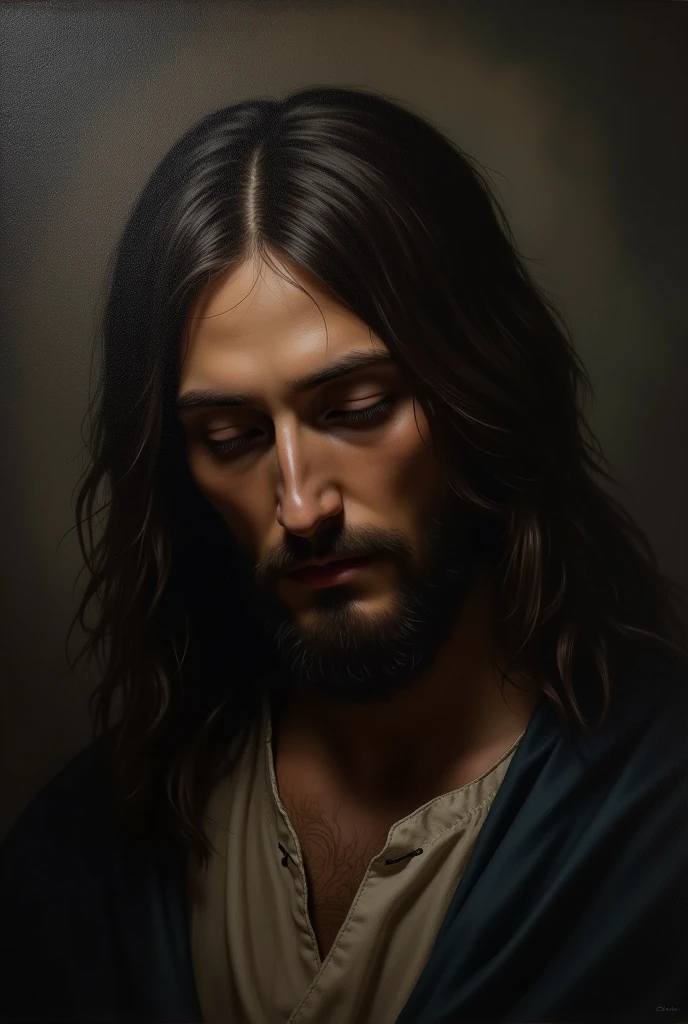 Jesus Cristo orando, fundo preto, Arte de Vasily Vereshchagin