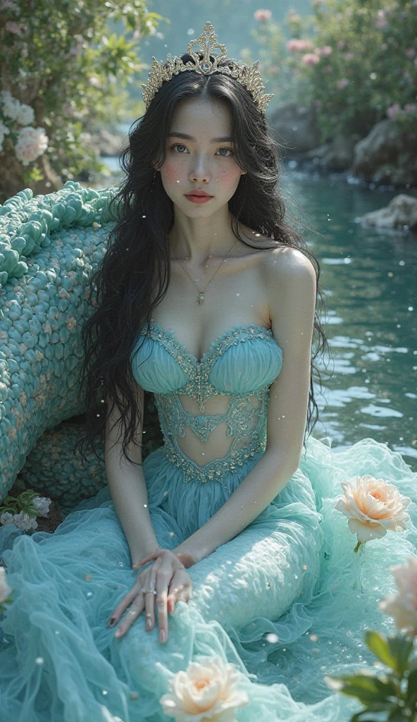 (La mejor calidad,A high resolution,Ultra - detallado,actual),Ariana Grande bosque hojas grandes selva African ,(fondo piedras grandes cueva caverna :1.4), beautiful face, realistic face, (detailed face), beautiful hairstyle, (detailed hair), realistic eyes, (detailed eyes), beautiful details, (realistic skin:1.4) , (detailed skin:1.4 ), beautiful skin, attractive, ultra high definition, surrealism, very detailed,(((((Huge saggy breasts))))) , Japanese beauty,long hair,(((((There is a lot of gap between the crotch))))) ((slim body)), brown hair, (supermodel figure), Cute Japanese Girl, pretty young japanese girl, (Top quality photo of beautiful woman wearing sexy lingerie in front of wall covered with flowers:1.2),improved cleavage, shy, wide shot, (whole body), ((bra dark turquoise: 1.5)),((stockings)),red lipstick,,(Fondo de ruinas de mazmorra en ruinas:1.4 ), (estilo encaje lingerie white :1.4), (iluminación cinematográfica :1.4), unreal engine:1.4,UHD,The best quality:1.4, photorealistic:1.4, skin texture:1.4, Masterpiece:1.8, Epic Fantasy Art Style HD, 4K fantasy art, epic fantasy digital art style, epic fantasy art style, Fantasy Woman, epic fantasy art portrait, Epic fantasy style, hyperrealistic fantasy art, hd fantasy art, Epic fantasy character art, epic fantasy art, in style of dark fantasy art, epic fantasy digital art,( fondo piedras grandes cueva caverna :1.4)