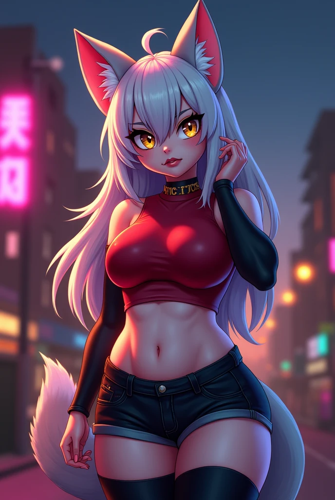 score_9, score_8_up, score_7_up, masterpiece, best quality, 32k, diffusion, 16k, hdr, dramatic lighting, soft lighting, iridescent, atmospheric lighting, dimly-lit, soft texture, cinematic, posing, perfect face, perfect eyes, intricate details, highly detailed, 1girl, catgirl, crystalline eyes, seductive expression, asymmetric hair, (multicolored eyes:1.1), parted hair, combover, public, people, city, whisker markings, snaggle tooth, side view, sitting, :3, motion lines, leggings, skintight clothes, pulling down pants, cutesy pose, paw pose, one leg to chest, bench, cyberpunk