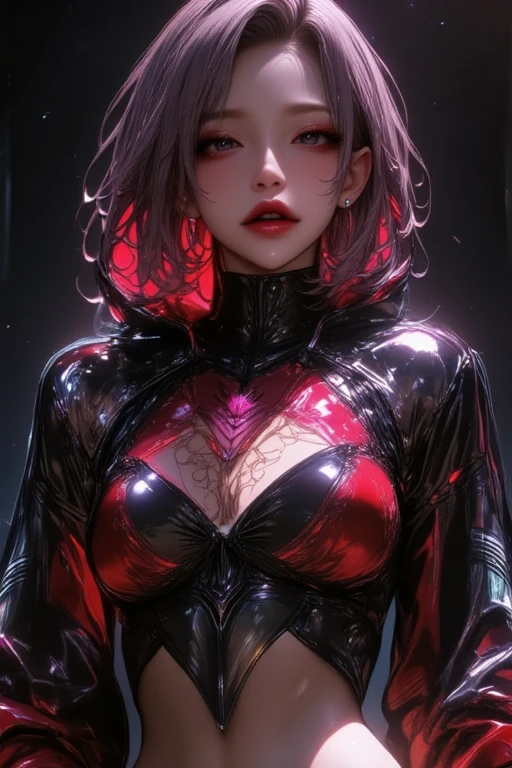 (1 girl:1.3), Solo, (((Very detailed face)))), ((Very detailed eyes and face.)))), beautiful details eyes, Body Parts__, Official Art, Unified 8k Wallpaper , super detailed, beautiful and beautiful, beautiful, Masterpiece, best quality, Original, Masterpiece, super fine photo, best quality, super high resolution, realistic realism, sunlight, Full length portrait, extraordinary beauty, dynamic pose, delicate face, vibrant eyes, (from the front), He is wearing a Spider-Man suit, red and black color scheme, spider, highly detailed city roof background, roof, overlooking the city, detailed face, detailed complex busy background, messy, splendid, milky white, highly detailed skin, realistic skin details, visible pores, clear focus, volumetric fog, 8k hd, DSLR, high quality, film grain, white skin, photo realism, lomography Translucent, futuristic, dystopian megalopolis
