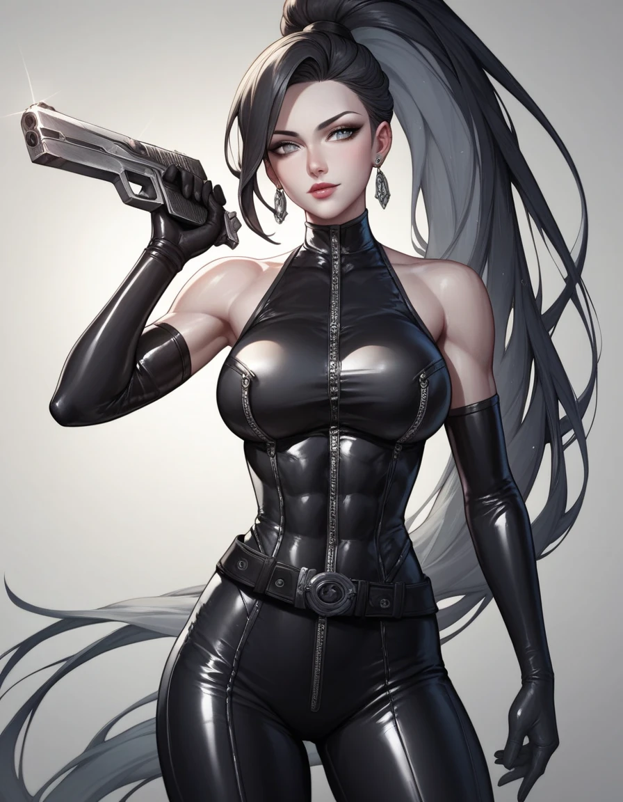 Masterpiece, Yuji Shinkawa, great Japanese master anime works, Japanese manga master works, black and white manga, grayscale, realistic night scene, a girl in leather tight bikini standing in the night, full body, sexy girl, slim body, big, long legs, sexy slender legs, movie lighting, light and shadow tracking, movie composition, full body standing