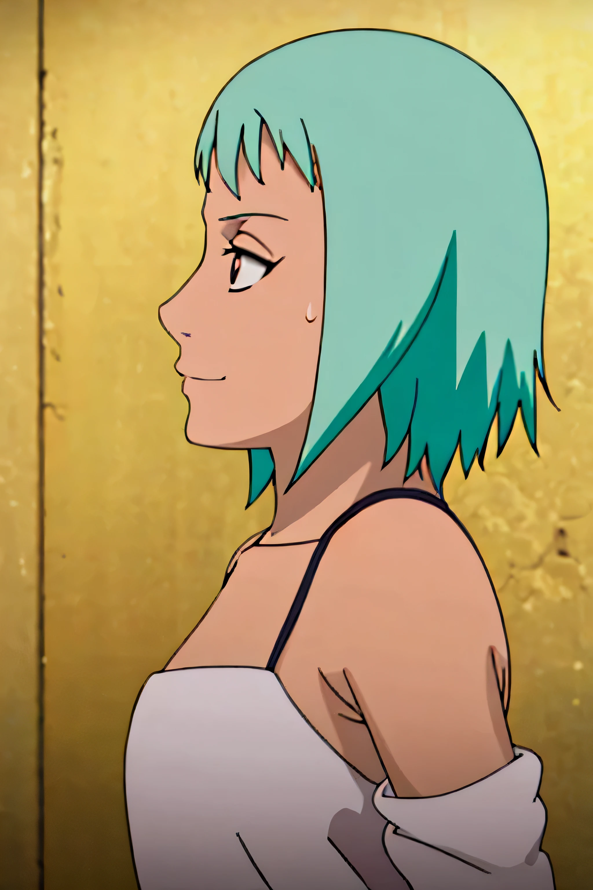 Fuu,1girl, solo, upper body, side view, viewed from side, smile, sensual expression,eyes closed,leaning forwards,leaned forwards,sweaty