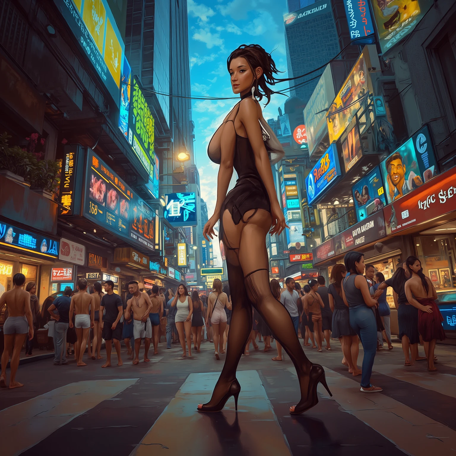 (high resolution, The pixels are perfect, luxurious illustration), (hyper qualit, Masterpiece, Ethereal: 1.4),(Solo:1.4),(((only sticker on breast))),(((Bare shoulders:1.4))),strip pole,((in the night club)),(Black lace panties),(((A dance with strong Sexual suggestiveness))),Stripper, be on stage, ((Carmelto)),a mature female,Black areola,female public hair,(((nacked hip))),wetted skin, Armpit hairy,(((A MILF: 1.4))), (Curvy:1.35),((((Dark skin)))),long whitr hair,Curvy physique, Fitness model, Thick body,((Sexual suggestiveness)),Seductive smile,high-heels