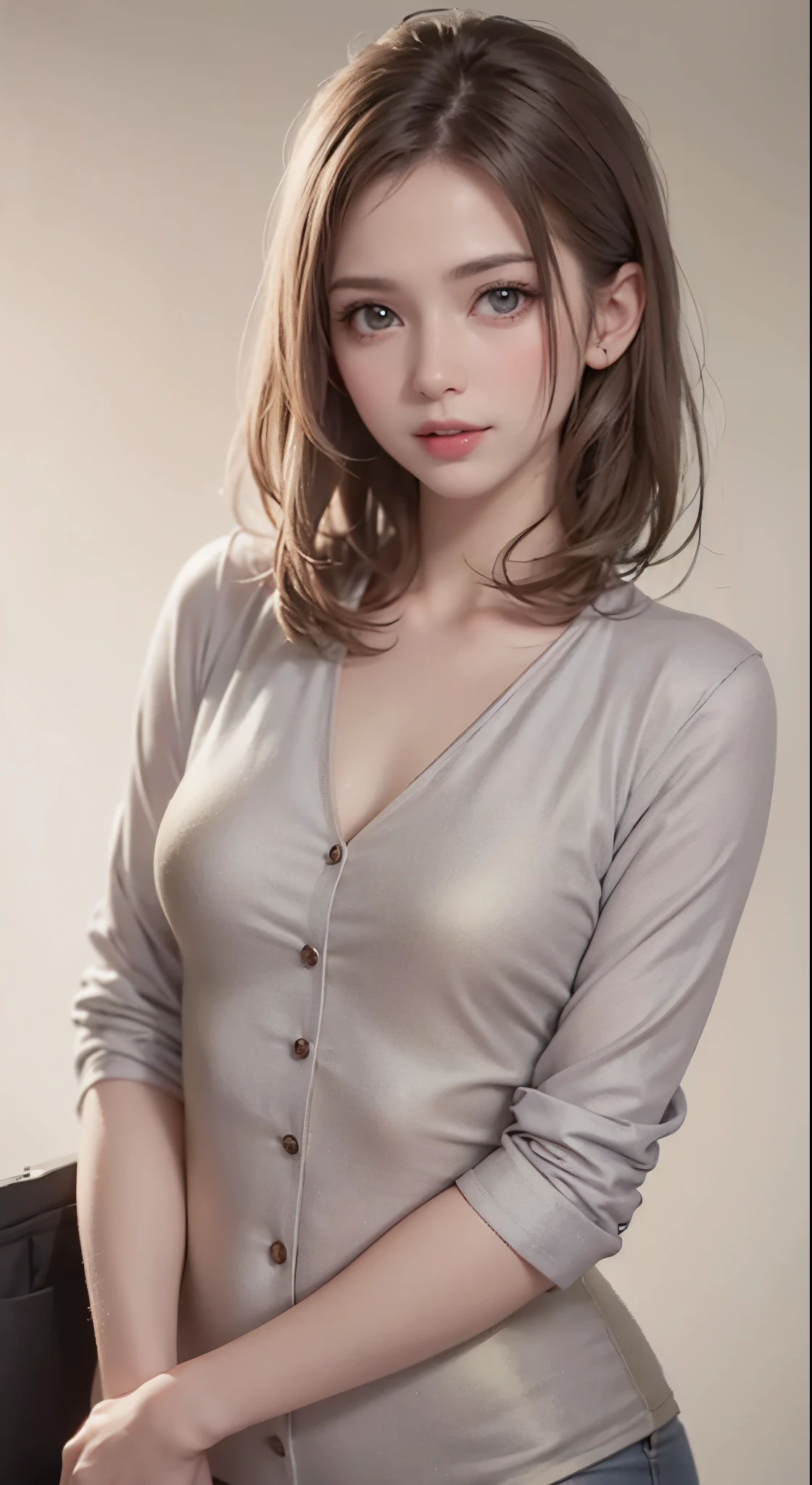 short hair,1 girl,face,white background,small breasts, Professional Cinema Lighting,office lady,