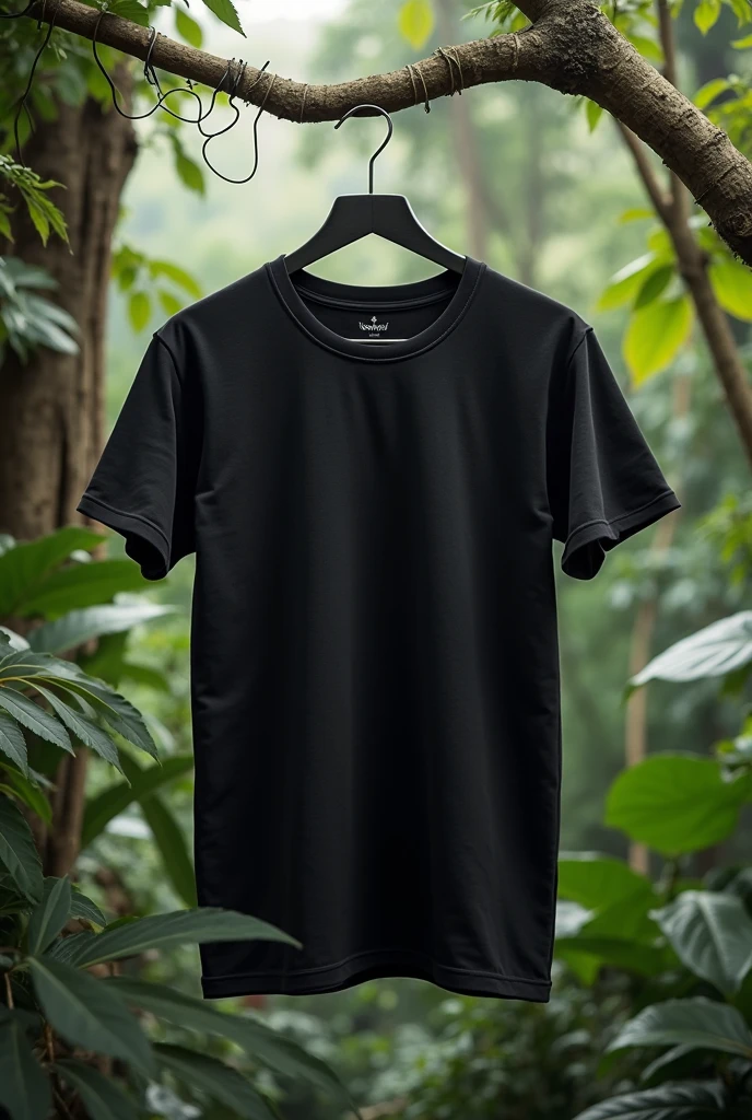 Floating Black T-shirt Back 3D Forest Background