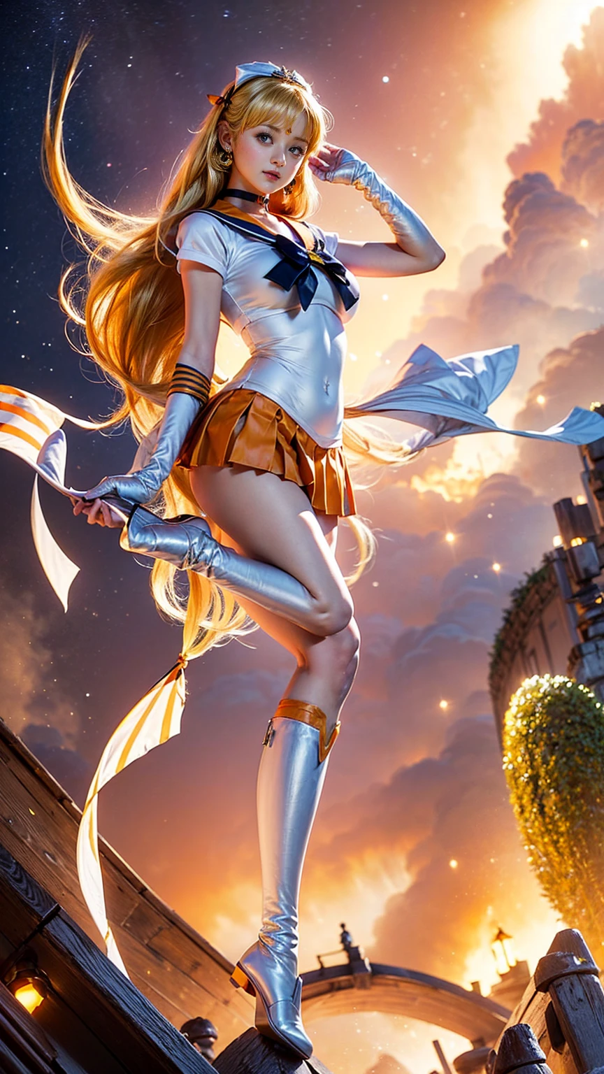 masterpiece, Highest quality, Ultra-high resolution, (Realistic), RAW Photos, Octane Rendering, Sailor Venus, Magic Trap, Chain shackles, weakening, Escape is impossible