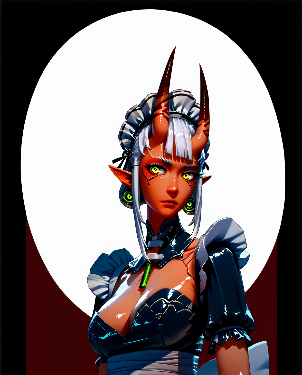 A dark elf (Beverly Crusher, age 30), pale white skin, large pointy ears, blood red eyes, large evil tattoos, sheer black lingerie, posing sultry in her summoning chamber, entire body, (best quality,4k,8k,highres,masterpiece:1.2),ultra-detailed,(realistic,photorealistic,photo-realistic:1.37),dark fantasy, chiaroscuro lighting, moody atmosphere, intricate details, dramatic lighting, cinematic composition