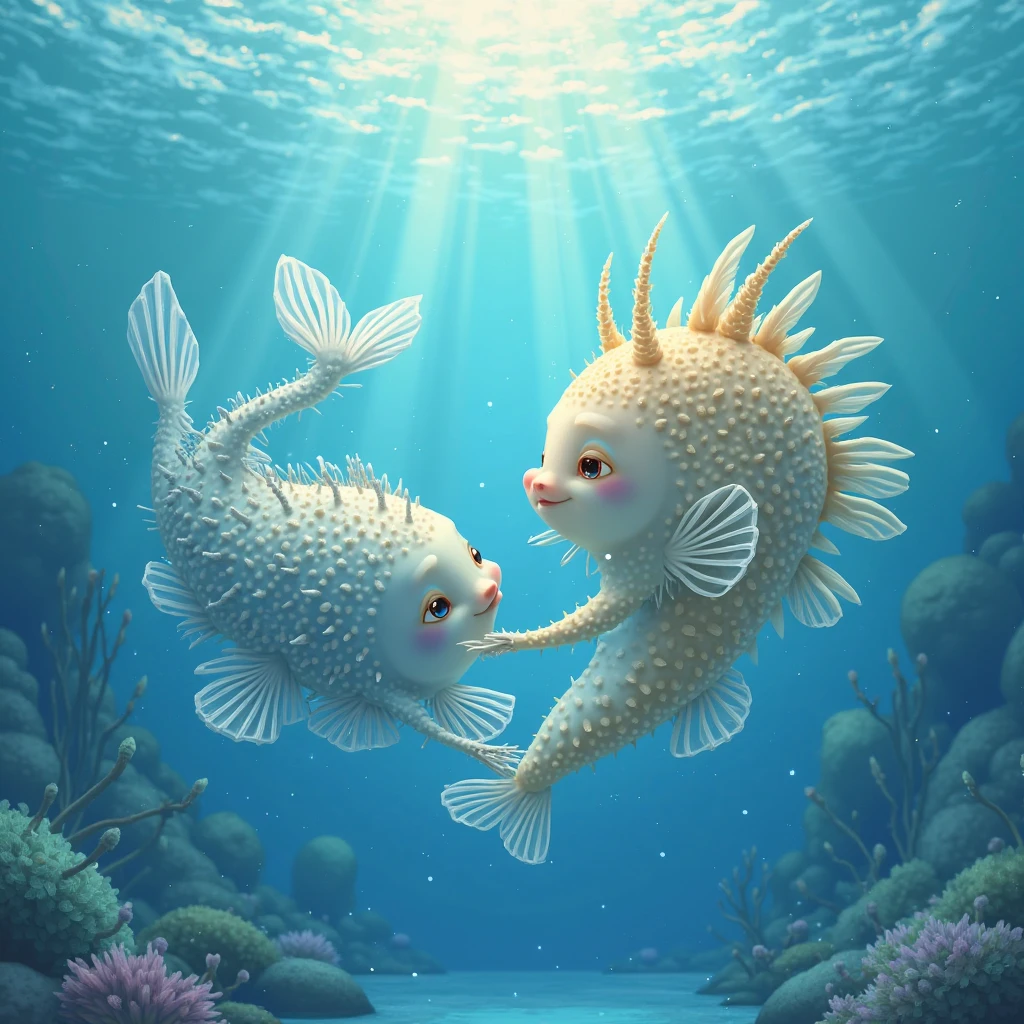 Two cute scallop girl characters