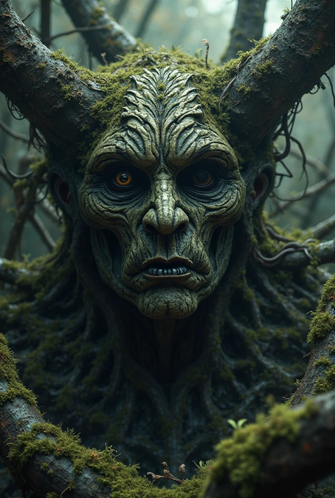 cinematic film still of  <lora:The Lord of the Rings style v2:1>
In a Fantasy Middle-earth world in the dark ages Ents a tree with a face and a body made of branches,solo,simple background,standing,full body,no humans,plant,black background,claws,monster,branch , dramatic light, dramatic shadow light, film contrast, cinematic film color, cinematic film look, filmic, realistic, realism, perfection, perfect, movie still, fantasy drama, epic drama, fictional, Age of Wonders, Age of Empires, warriors, species of sentient beings, Medieval style, middle ages, dungeons and dragons style, different people, different, unique, kingdoms and castles, violent, aggressive, detailed, perfection, detailed face, detailed body, detailed hands, detailed eyes, sharp, horror themed, dark themed, epic fantasy adventure film style, Legendary, mythical, The Lord of the Rings style, shallow depth of field, vignette, highly detailed, high budget, bokeh, cinemascope, moody, epic, gorgeous, film grain, grainy
