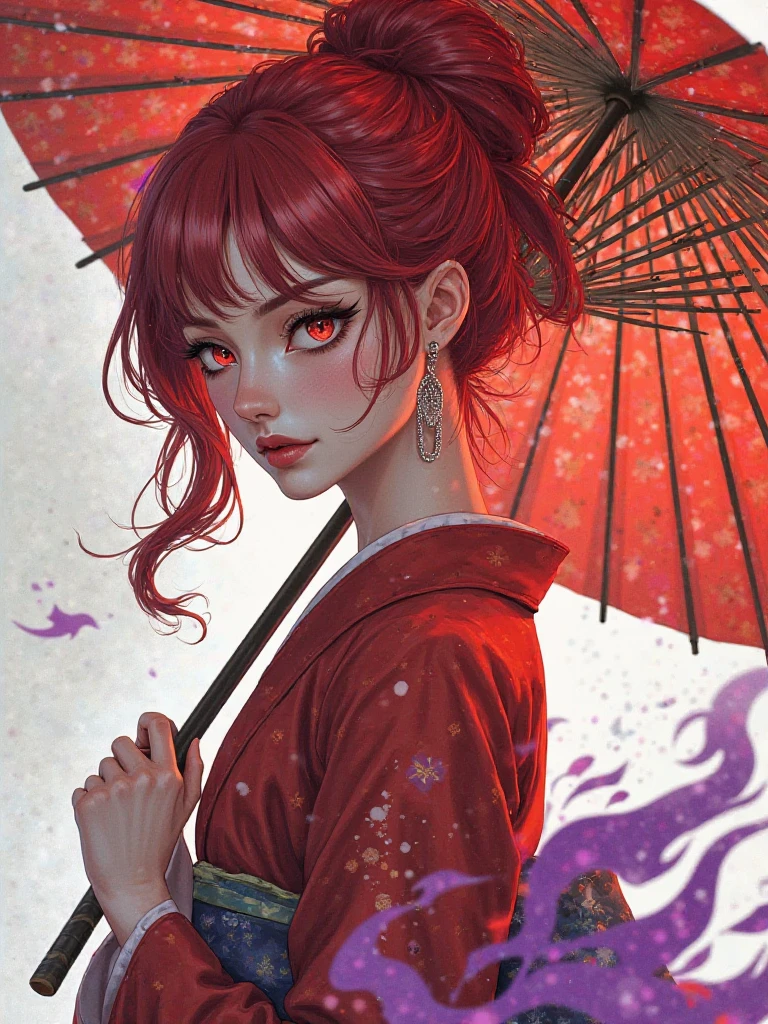 Rias gremory, red hair, big breasts, smoking a joint, cherry blossom background, wallpaper