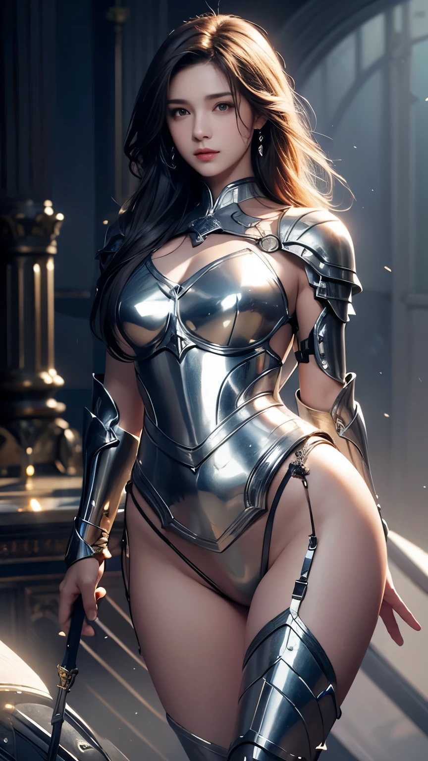 (highest quality, 8K, 32K, masterpiece, UHD: 1.2), professional photos, realistic pictures, fantasy, multiple angles, close up photo, Photo of erotic beauty warrior, sexy, (goddess of beauty), 1 girl, spread your legs wide, showing pussy, Pubic hair sticking out from armor, ((big breasts, huge show: 1.2, long, natural chest protruding from the armor)), erotic body, curved body, perky butt, Seraphina is a knight who likes to show off her body., her beautiful breasts and smooth pussy, naked, her feminine intimate parts, her breasts exposed, Exposing, Her mesmerizing beauty is matched by her extraordinary skills。. her blue eyes shine with determination, Her golden hair falls in soft waves around her shoulders.. Wearing carefully made costumes、, sexy armor, she exudes a subtle sensuality.
Seraphina's armor、Gracefully hugs the feminine curves of your body。, Highlighting her breasts and pussy. Delicate lines and intricate details add a captivating touch to her presence。. A flowing cloak dances in the wind as you move., Add an element of mystery and charm.
wear armor、Tailored to emphasize femininity and muscular abdomen。. Her swordplay is a natural extension of her grace, And she carries herself with confidence that attracts attention wherever she goes.
Seraphina is more than just a sensual and sexual figure; She is a fearsome warrior with magnetic powers that transcend the battlefield.. Her charm lies in the unique combination of beauty and porn, Everyone admires her for her erotic appearance.