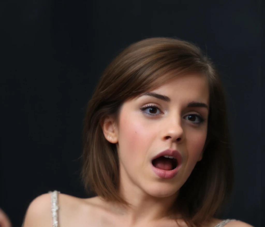 8k quality, wet, nude, shy, sexy, clean skin, flat torso, Ginny Weasley, short hair, lies, skinny body, only face view, , spread, open mouth, tongue, saliva from mouth