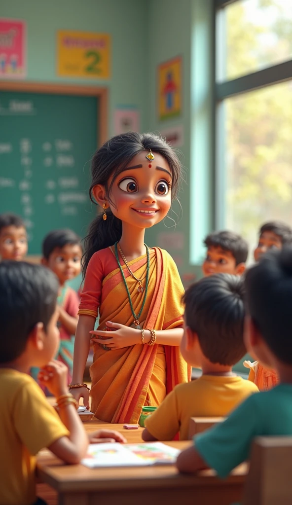 Create realistic Indian image of students happy with learning