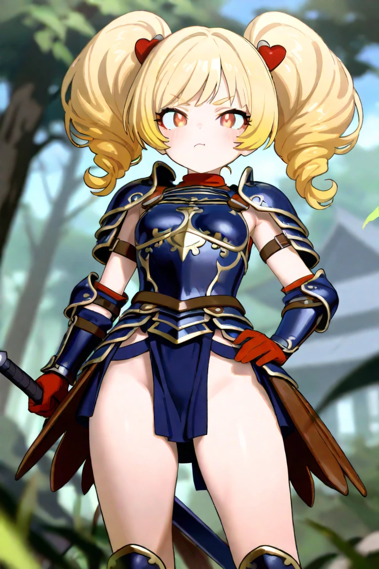 The 16-year-old elf heroine has striking blonde hair that falls in tousled waves around her face, framing her delicate features. Her slender physique exudes a sense of agility and flexibility, perfectly suited to her robber persona. Clad in rugged dark robber attire, she wears protective leather armor that suggests her preparedness for any encounter. The glint of throwing knives secured to her belt adds a dangerous edge to her youthful and energetic aura, hinting at the formidable skills hidden beneath her seemingly innocent appearance.