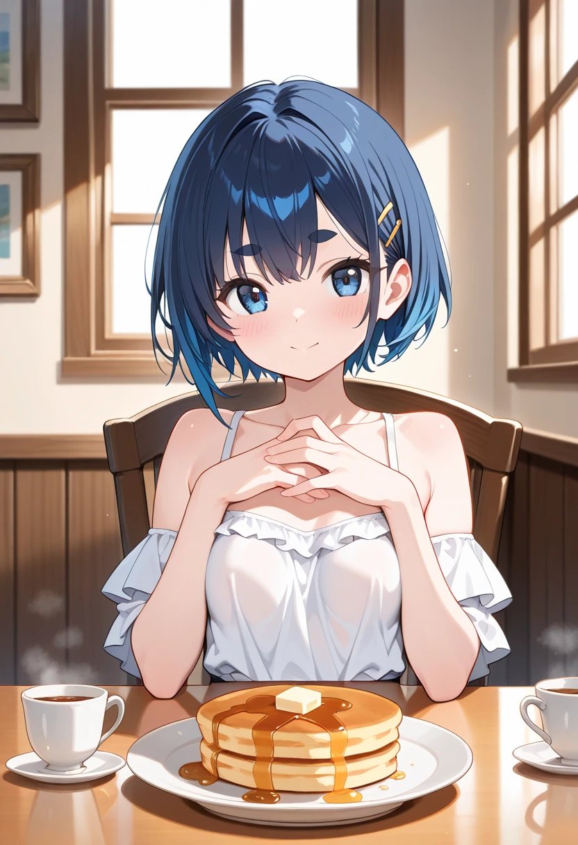 komachihikigaya, komachi hikigaya, short hair, Black Hair, hair ornaments, Ahoge, Hair Clip, x hair ornaments, (Purple eyes:1.1), tooth, smile, Open your mouth, blush,Embarrassing,hair ornaments,Long Hair,Short braided hair, 星 hair ornaments,彼女はメイドのロングskirtを着ていました,Exposing shoulders,Bare Chest, White stockings on her feet, ロングskirtを両手で持ち上げる,skirt, skirt lift, Lift it yourself,
break indoors, coffee shop,
break (masterpiece:1.2), highest quality, High resolution, unity 8k wallpaper, (shape:0.8), (Beautiful and beautiful eyes:1.6), Highly detailed face, Perfect lighting, Highly detailed CG, (Perfect hands, Perfect Anatomy),