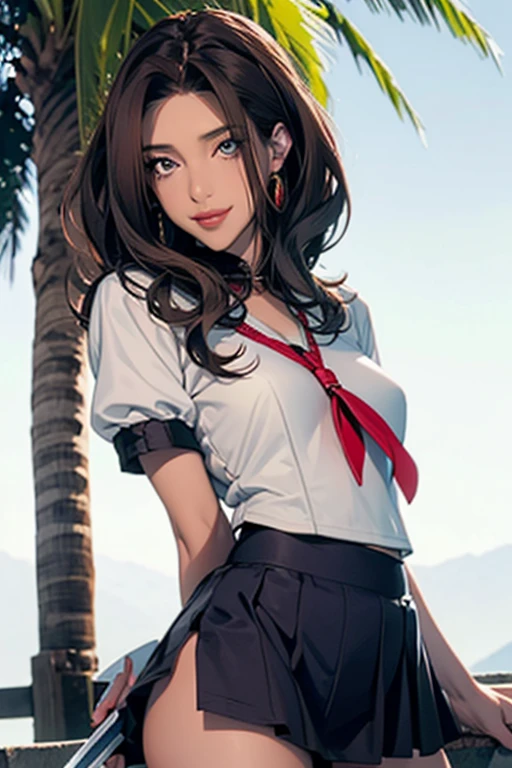 <lora:more_details:0.5>, <lora:kakouen-07:0.8> kokouen_wz, black hair, long hair, antenna hair, ahoge, hair slicked back, magatama earrings, miniskirt, nsfw, red shirt, off shoulder, outdoors, cowboy shot, view from behind, white panties,, 1girl, (masterpiece:1.3), (high resolution), (8K), (extremely detailed), (4k), (pixiv), perfect face, nice eyes and face, (best quality), (super detailed), detailed face and eyes, (solo), textured skin, absurdres, highres