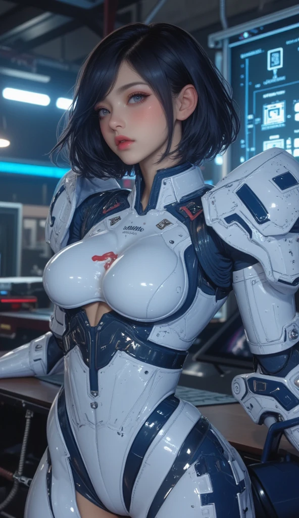 rough skin, Super detailed, advanced details, high quality, 最high quality, High resolution, 1080P, hard disk, beautiful,(cyborg),(Missiles from the chest),(Machine gun from both hands),beautifulcyborgの女性,メカcyborg少女,battle mode,Mecha body girl,彼女は武器を持ったバトルcyborgメカを身に着けています,full body shot、luscious lips, (smoky eye makeup:0.85), (big and full breasts:1.5),