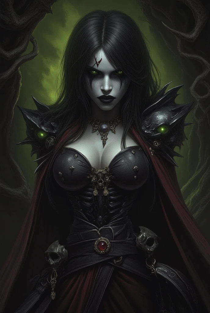Sexy seductive death, undead head, seductive pose, (gigantic breasts:1.7)