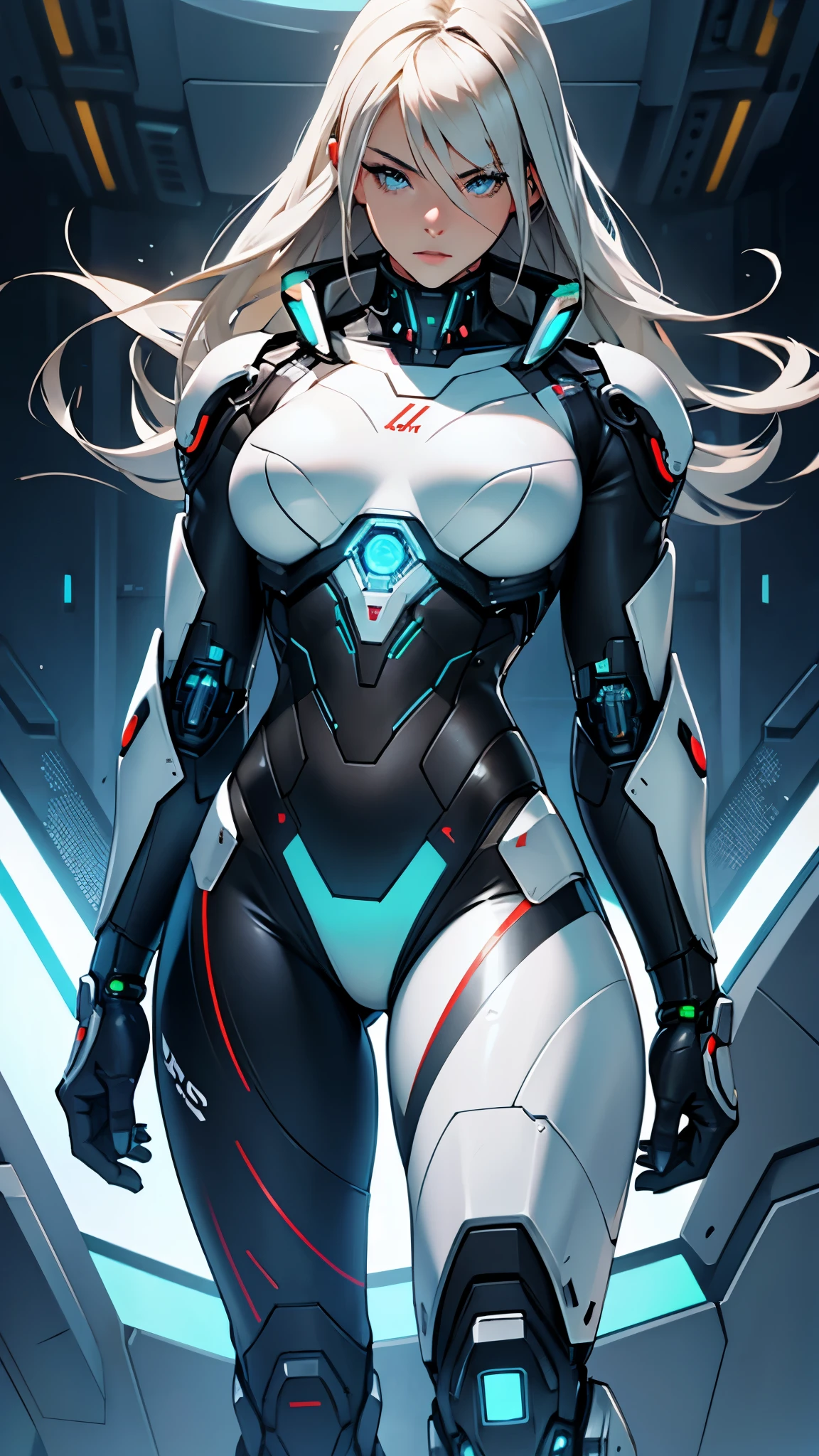 a woman in a futuristic suit with a sword,full-size photograph,Long legs, Slightly chubby,navel,Transparent skin,Perfect body shape,art feminine, Macro distance,mechanized valkyrie girl, ferra white mecha, girl in mecha cyber armor, female mecha, extremely detailed artgerm, echo from overwatch, Clear facial features,gorgeous female paladin,Advanced Rendering,depth of field