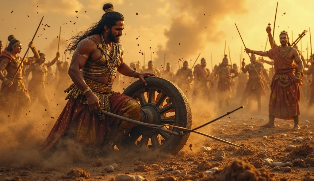 muscular indian king with indian flag killing the multiple britishers