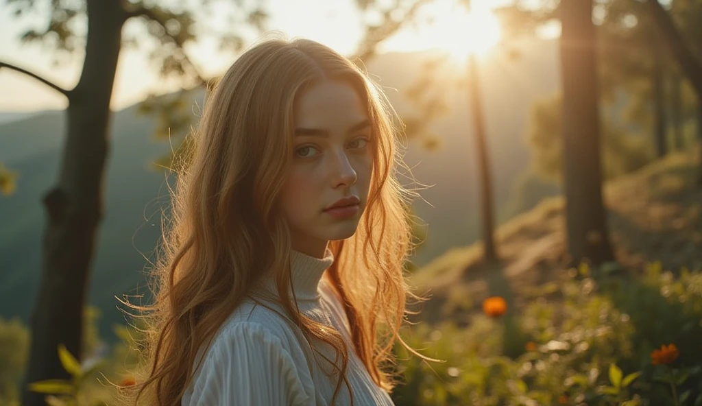 score_9,score_8_up,score_7_up,score_6_up,score_5_up,score_4_up, 1girl, solo,  long hair, brown hair, outdoors, grass, flower