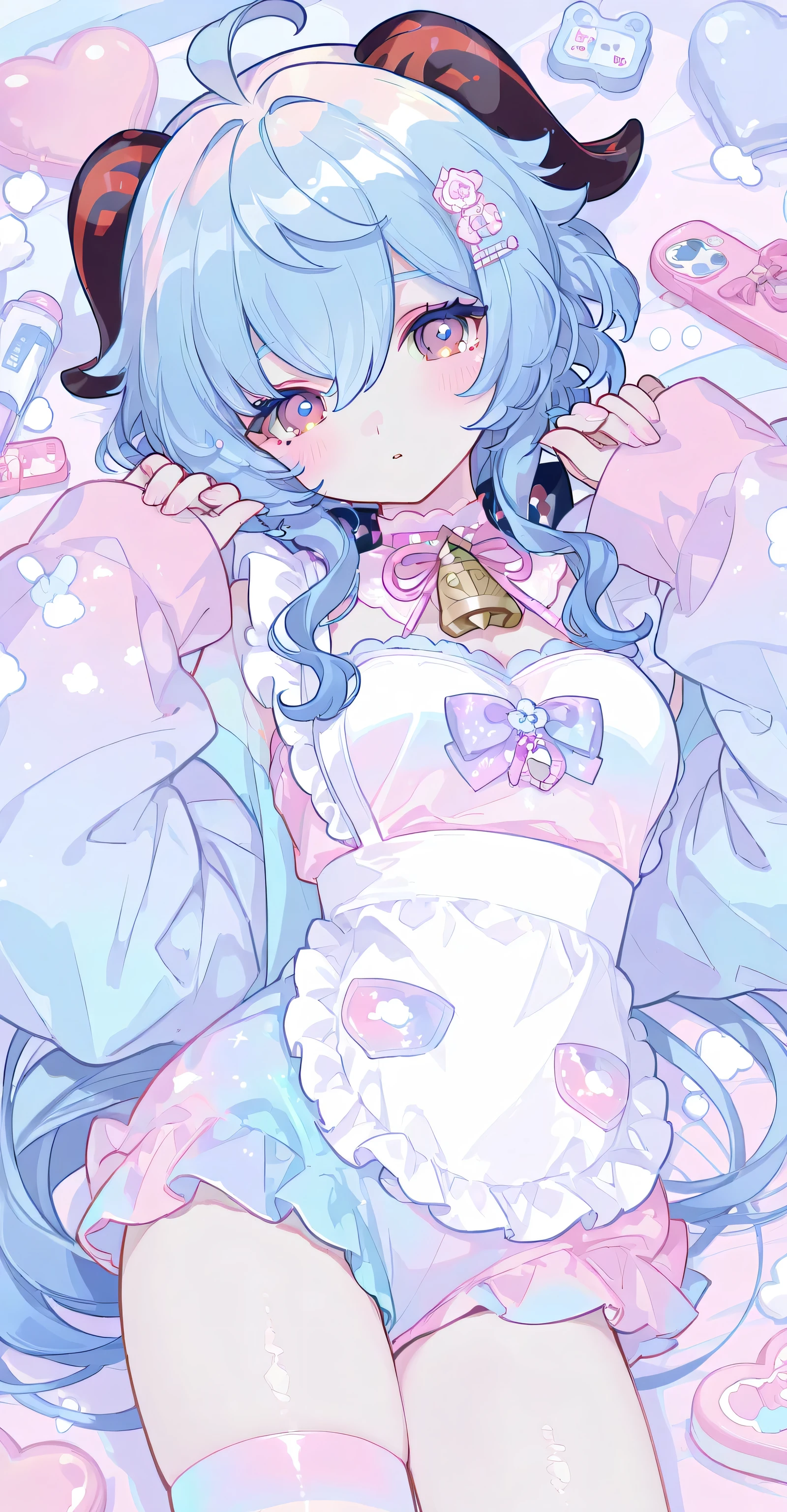 ((Pastel colors clothes)), kawaii, ganyu, genshin