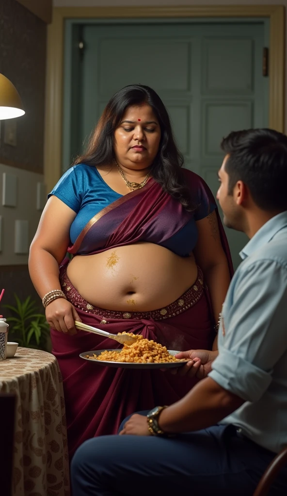 morbidly obese indian aunty screaming in pain from overeating, very tight kurta, ussbbw, very gigantic very fat swollen pot belly, small breasts, her big belly is heavier than 50 kg, pregnant with octuplets, resting hands on big belly, in extreme pain from overeating, she is moaning and cringing, she is screaming in excruciating pain from overeating, she is tightly scrunching her face, burping