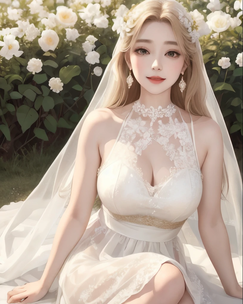 best quality masterpiece, ultra high resolution (1.4 realism): A captivating image of a 18-year-old girl with white long hair and exquisite facial features. Her face is adorned with delicate facial highlights, creating a pure and girly look. Her cheeks have a gentle flushing, adding to her youthful charm. Her eyes, with their starry gaze and long, lustrous eyelashes, are the focus of the image. Pure and innocent, her flawless complexion boasts milky white skin with clear features, revealing visible pores and high-detailed, realistic skin. Her body, which is perfectly proportioned (perfect body: 1.1),