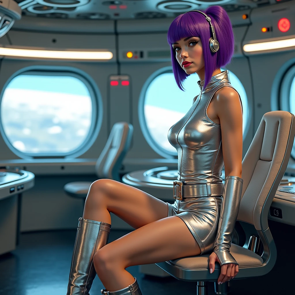 (faye valentine), <lora:FayeValentineV3:0.7>, seductive pose, (tight black dress, taut clothing, skin indentation, green eyes), close to viewer, detailed eyes, <lora:detailed_eye:0.3>, spaceship cockpit, amazing view of space through window, stars, galaxies, vivid colors, ((best quality)), ((masterpiece)), (detailed), <lora:add_detail:1.6>,