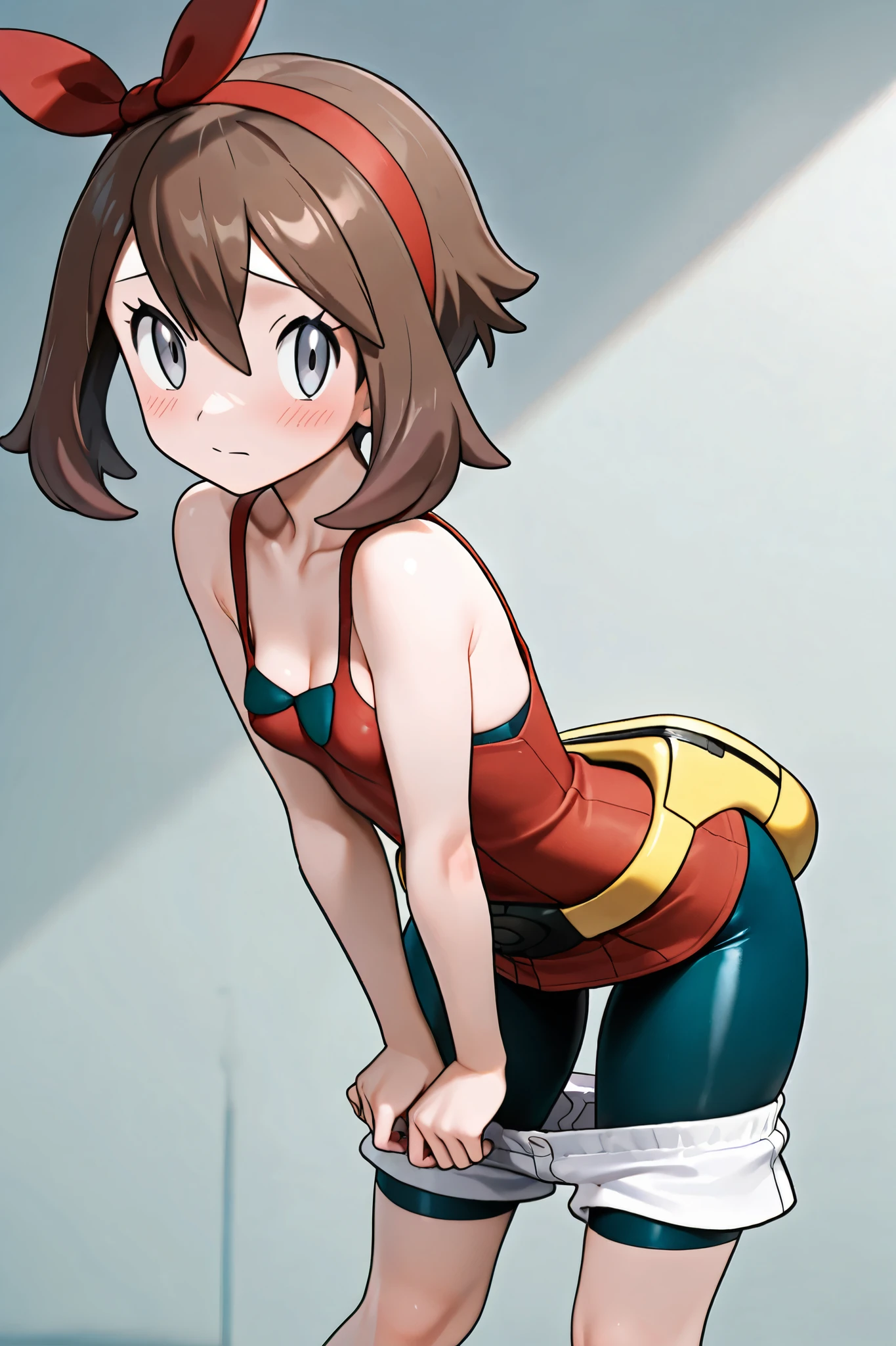 {{{{masterpiece}}}}}, {{{{best quality}}}}, {{high resolution illustration}}, {{highres}}, {{{intricate details}}}, {{{extremely delicate illustration}}}, {{{ultra detailed}}}, {/(large breasts), 1girl, pokemon_\(game\), (may_\(pokemon\):1.2), red bandana, red t-shirt, (Black cyclist shorts), (yellow belt), white gloves, black fingers, sitting on a couch, sugimori ken \(style\), Maypokemon,