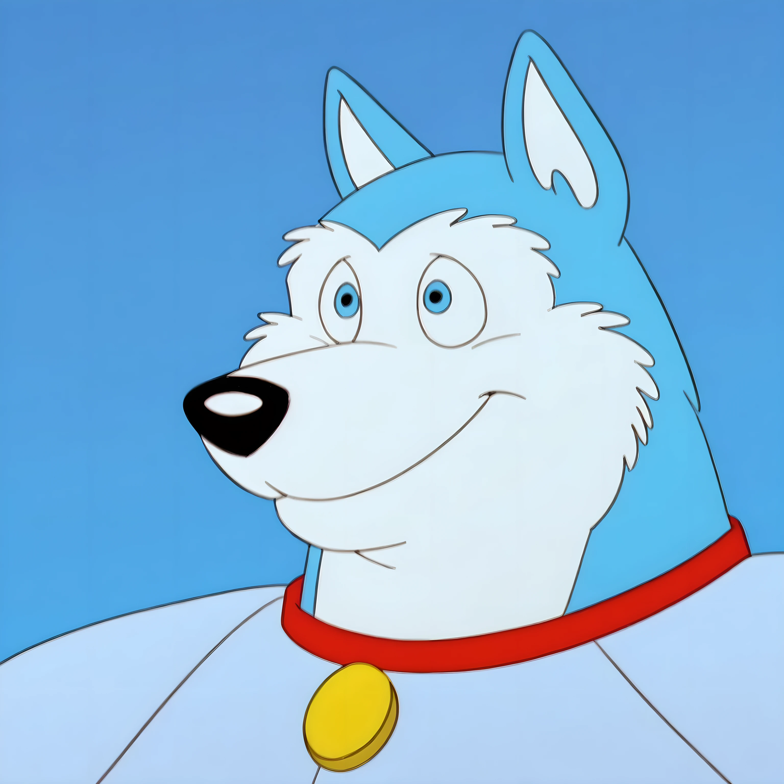 Exile (Road Rovers), blue fur, white fur, anthro dog, solo, headshot